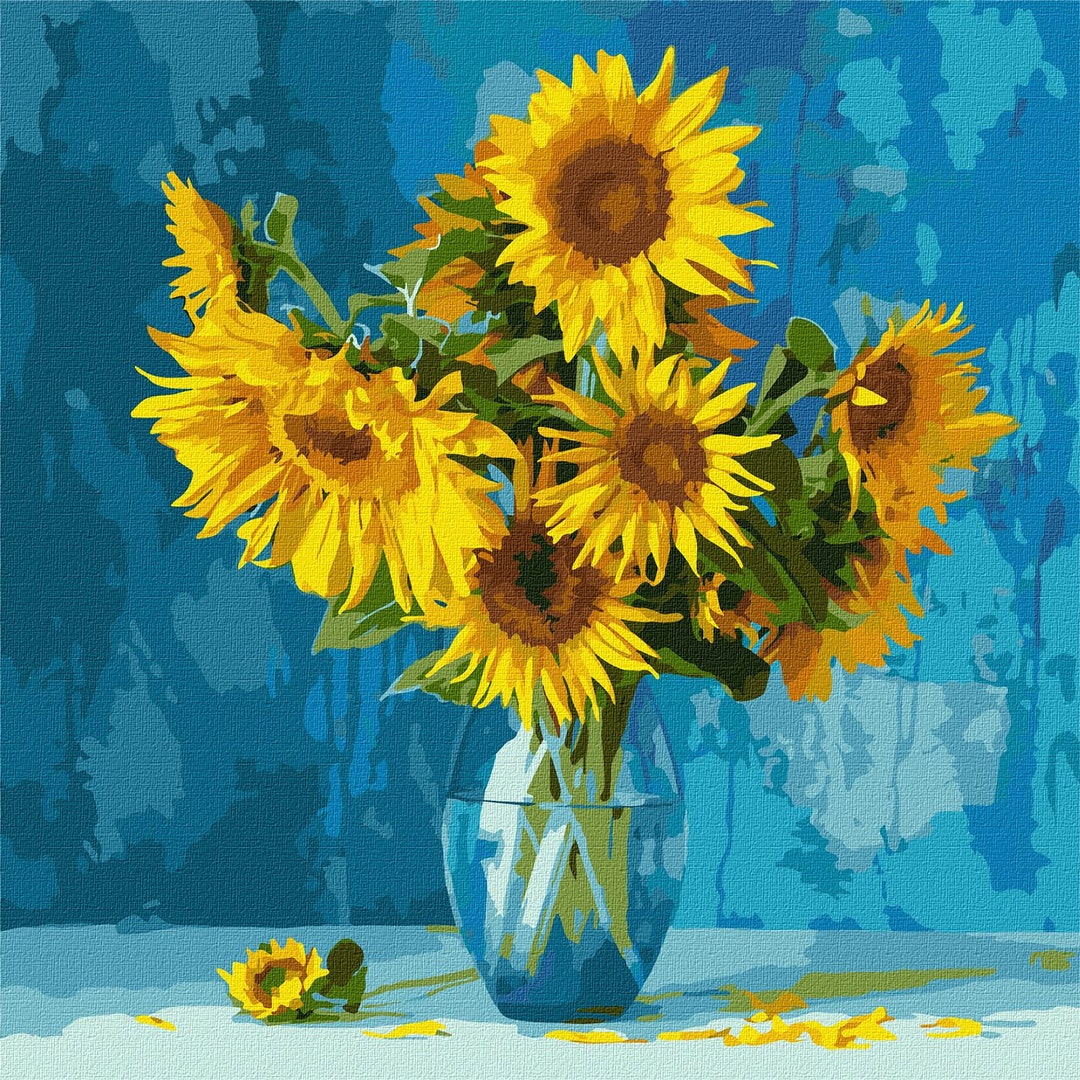 Sunflowers Paint by Number Kit Flowers in Vase Diy Painting Kit ...