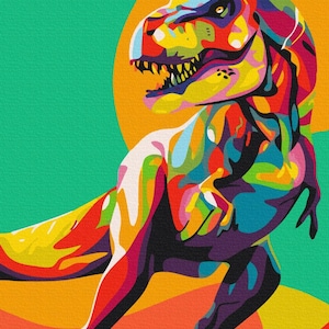Dinosaur Paint By number Kit,Diy Painting Kit,Painting On Canvas,Wall Picture Frame Set,Diy Painting,Diy Paint Kit, Wall Picture