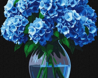 Hydrangeas in a Vase Paint By number Kit Flowers Diy Painting Kit Painting On Canvas Wall Picture Frame Set  Diy Paint Kit Wall Picture