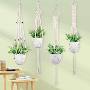 Macrame Plant Hanger Set: Indoor and Outdoor Plant Hanger set to hang plants from windows, walls and ceiling