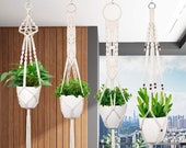 Macrame Plant Hanger Set of 4 Indoor and Outdoor Plant Hanger set to hang plants from windows, walls and ceiling