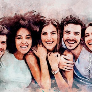 Portrait of Friends - Digital Watercolor Portrait - Personalized Portrait - Digital Painting - Meeting of Friends