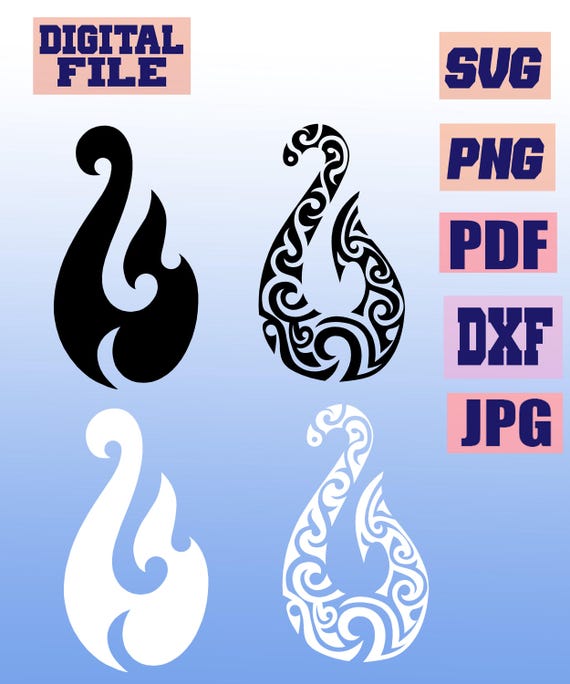 Maui Fish Hook Vector Cut File: Polynesian Maori Design (digital