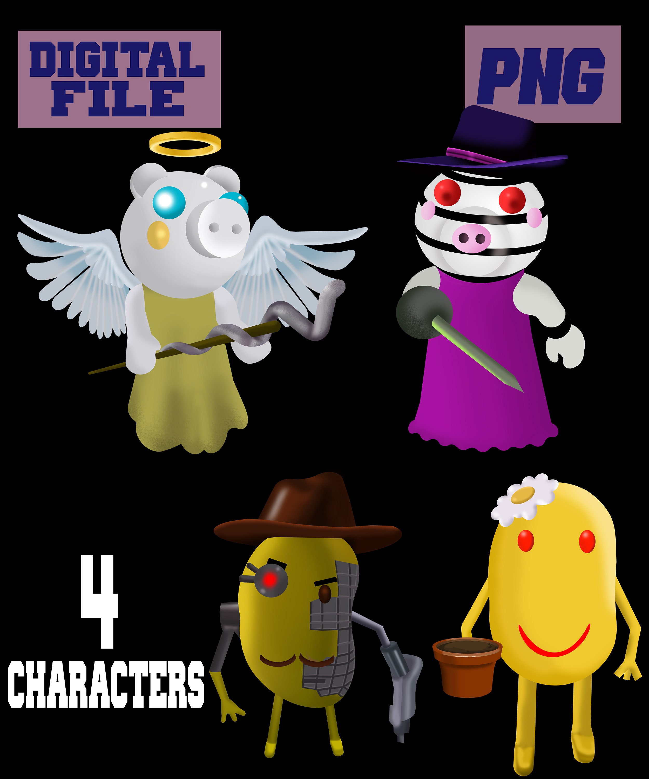 PNG and Jpg Piggy Roblox Game Gaming 13 Characters in One Design..instant  DOWNLOAD Download File Digital File -  Denmark