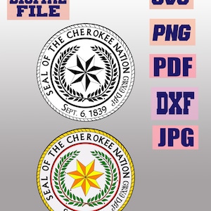 svg/png/jpg/pdf/dxf The Great Seal Of The Cherokee Nation Oklahoma 2 designs vector cut file for Cricut .. download digital file