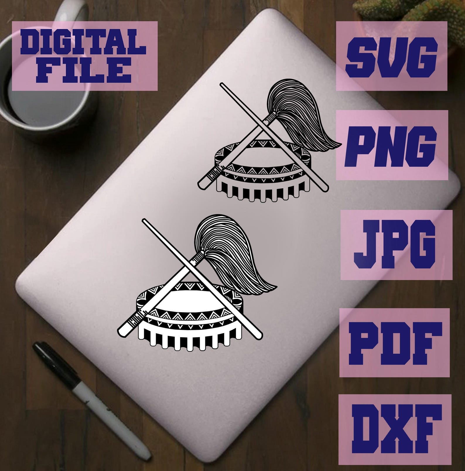 Svg/png/jpg/pdf/dxf Tanoa Samoa Polynesian Design Kava Bowl With Fue ...