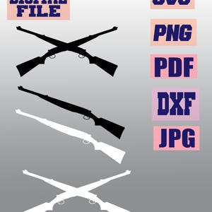 svg/png/jpg/pdf/dxf Crossed Rifles Hunting Rifle vector Silhouette Stencil.. Instant Download ..cut file for Cricut .. download digital file