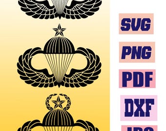イギリス軍パラシュート連隊の記章 軍事バッジ 黒と白 SVG
