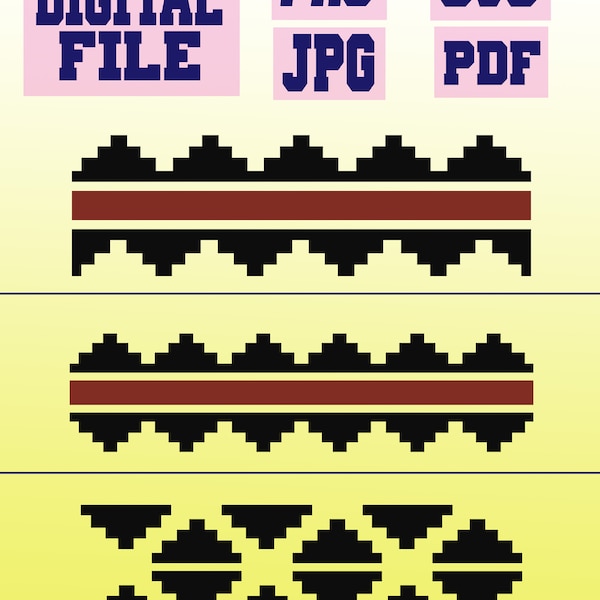 svg/png/jpg/pdf Navajo Borders, 3 designs, flat border with ribbon, Navajo Nation art, cut file for Cricut.. instant download.. digital file