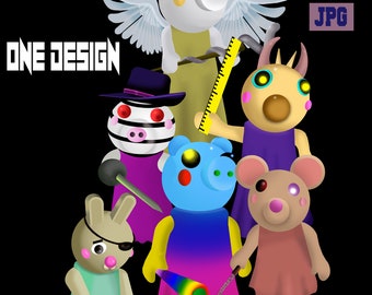 PNG and Jpg Piggy Roblox Game Gaming 13 Characters in One Design..instant  DOWNLOAD Download File Digital File -  Denmark