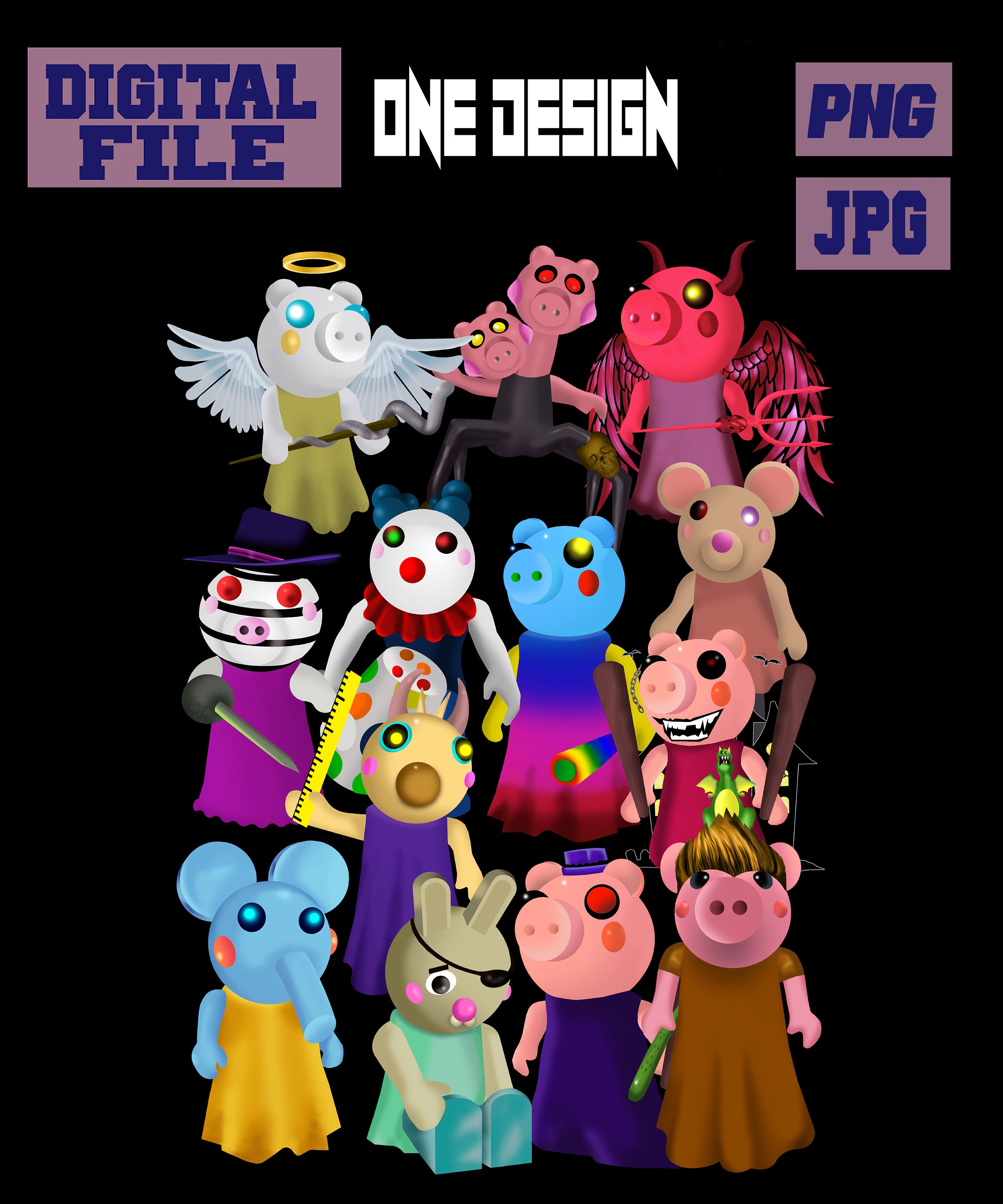 Zom Piggy Svg, Piggy Bosses Svg, Piggy Roblox Svg, Piggy Horror Roblox Svg,  Piggy Svg, Halloween Svg