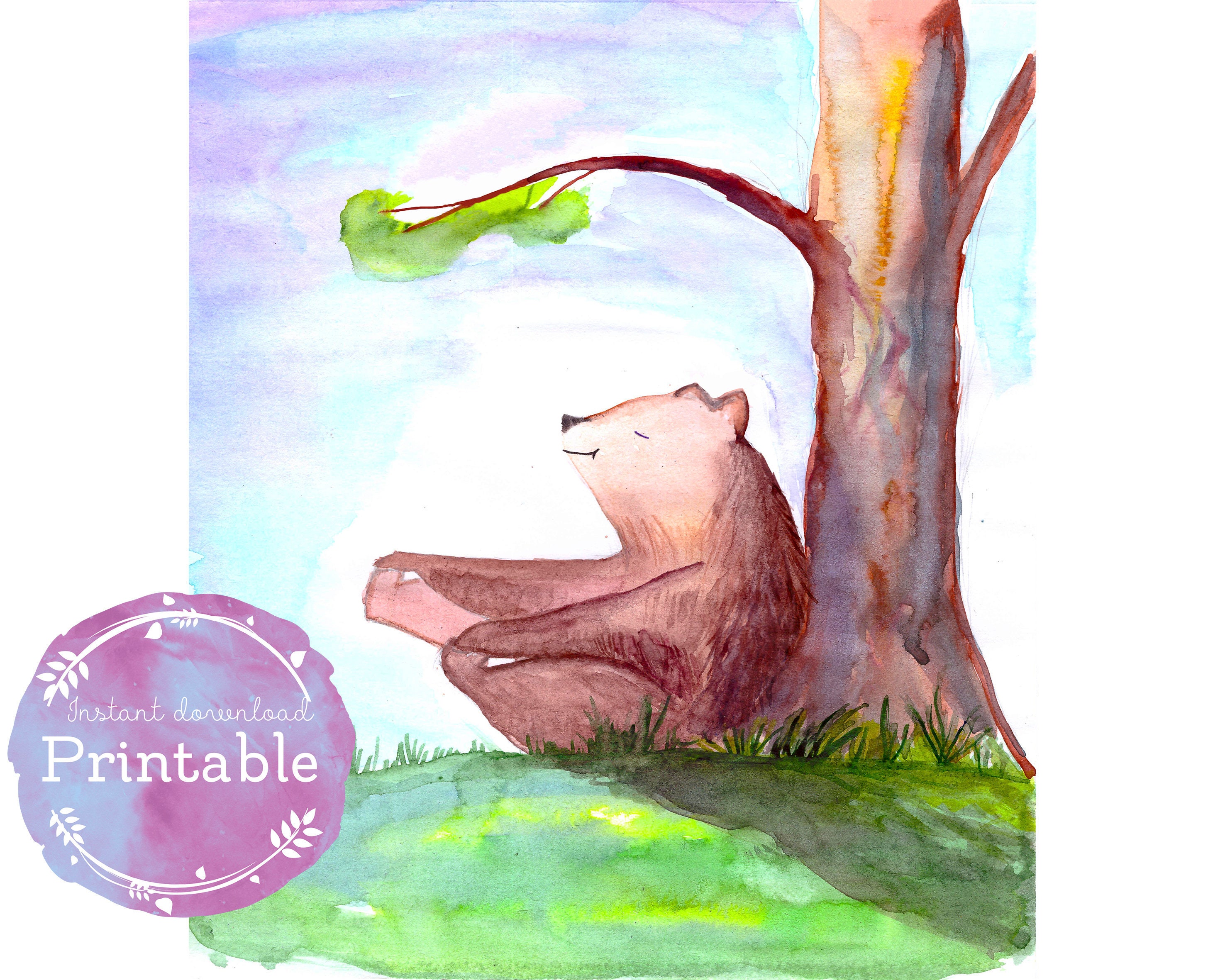 Watercolor bear print Cute bear for nursery Bear Wall Art. Etsy