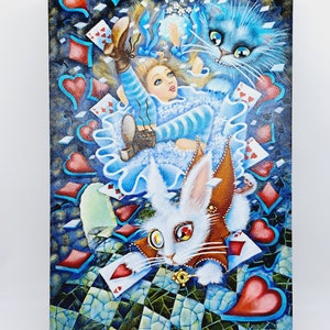 アリス・ラビットの油絵：オリジナルの風変わりな壁飾り - Etsy 日本