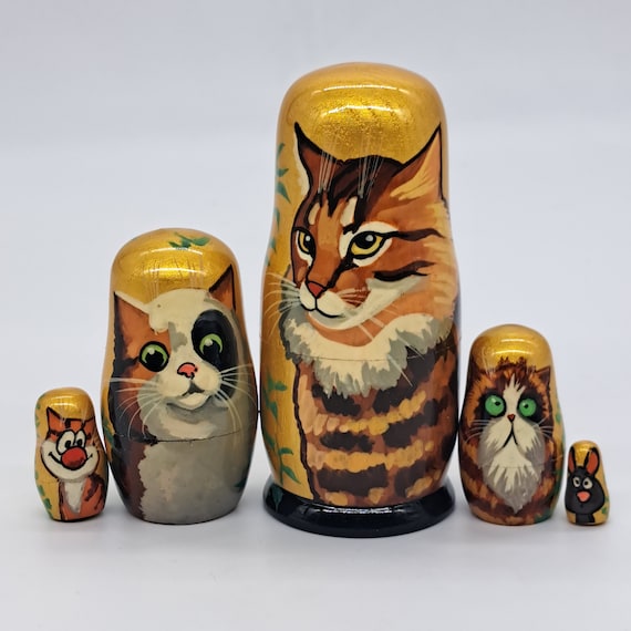 マトリョーシカ 猫 5体セット 新品ロシア猫 マトリョーシカ5体セット