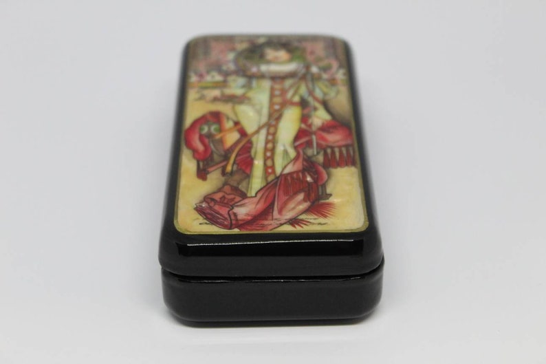 Fedoskino 2020. Mucha Lacquer Box Seasons Russian lacquer miniature Autumn