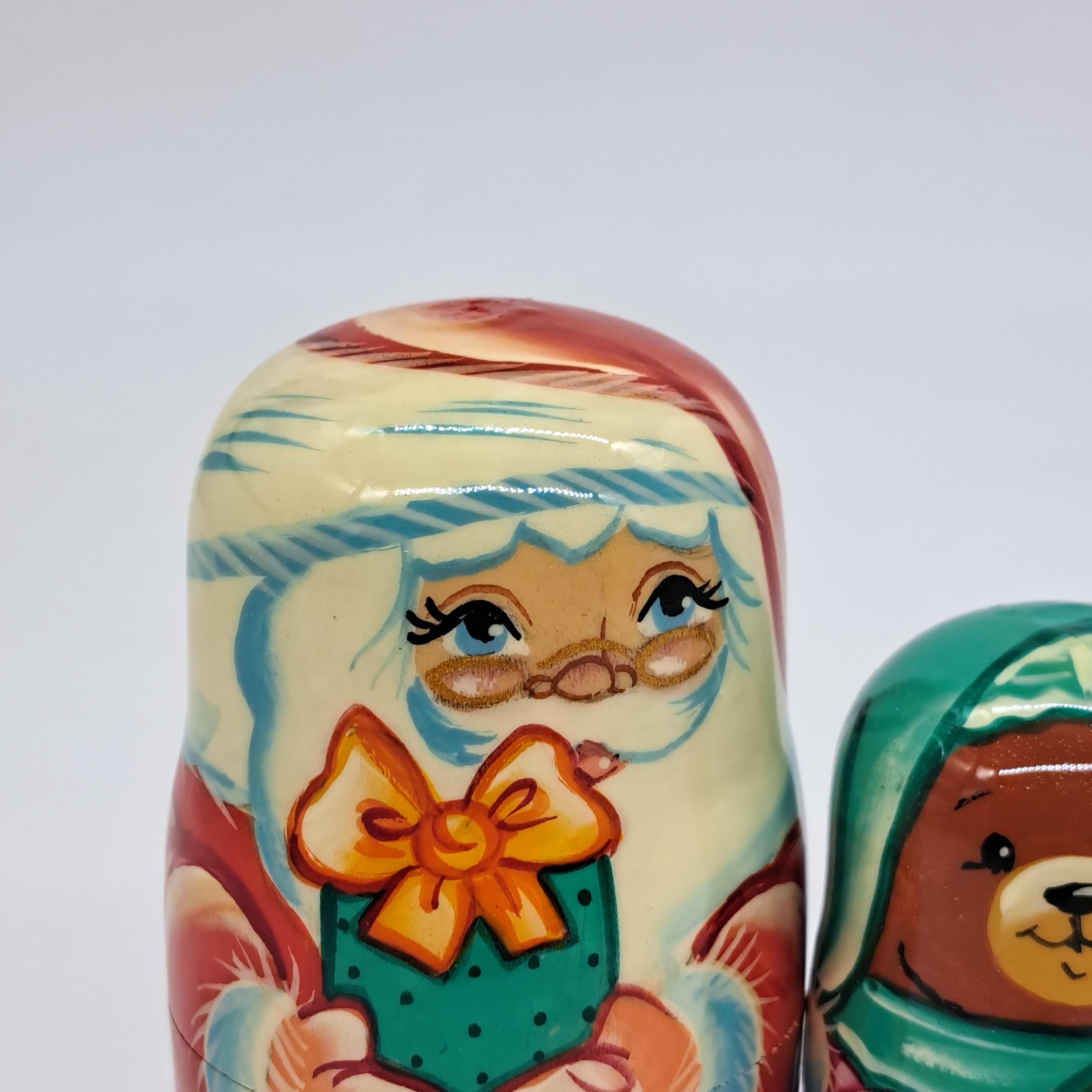 Lot De 5 Poupées Gigognes Magicien D’Oz + Père Noël – Matriochka Bois Peint, 8,9 Cm Max, Porte-clés Inclus