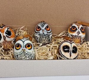 Décoration De Noël Hibou En Acrylique - 8 Cm - Fait Main - Ornement Pour Sapin, Forêt - Cadeau De Noël