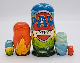 Hand-Painted Cartoon Hero Nesting Dolls: 5-in-1 Matryoshka Set