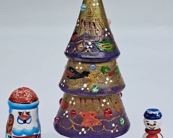 Christmas Nesting Dolls: Santa, Snowman, Tree Matryoshka - Hand Painted Decor