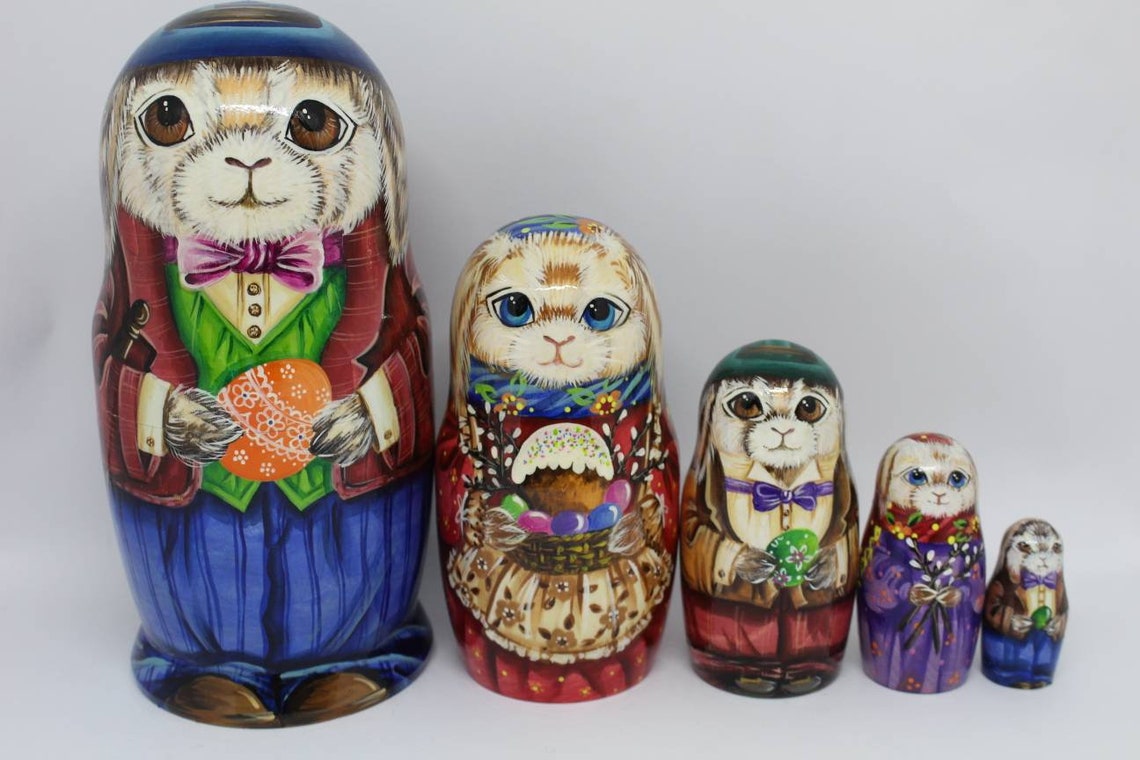 Easter nesting dolls matryoshka Bunnys family ready to Etsy