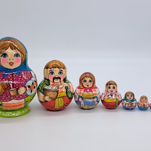6&quot; tall Nesting dolls 10 in 1 Ukrainian matryoshka handmade and hand painted in Ukraine Wooden toy, home decor Good for kids