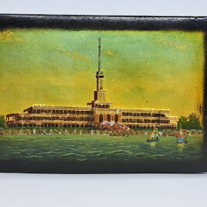 40ss Vintage Fedoskino Russian Box lacquer miniature trinker casket Good for collection, gift, home decor