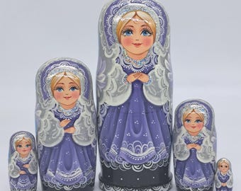 7" Art Nesting dolls matryoshka 5 in 1 Handmade in Ukraine Wooden toy Stacking dolls Home decor Good for kids and collection