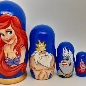 Hand Painted Cartoon Heroes Nesting Doll: 5-in-1 Matryoshka Set