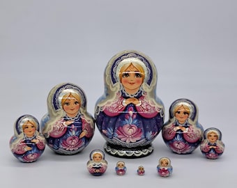 6&quot; Nesting dolls Matryoshka 10 in 1 made by hand Wooden toy Stacking Russian doll