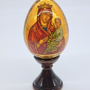 Wooden icon figurine Egg shape Handmade and painted in Ukraine in 2019 Good for collection or gift Home decor