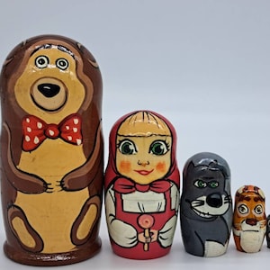 Cartoon hero Nesting dolls Matryoshka 4" tall 5 in 1 Handmade and hand painted in Ukraine Wooden toy Stacking dolls Good for kids gift set 7
