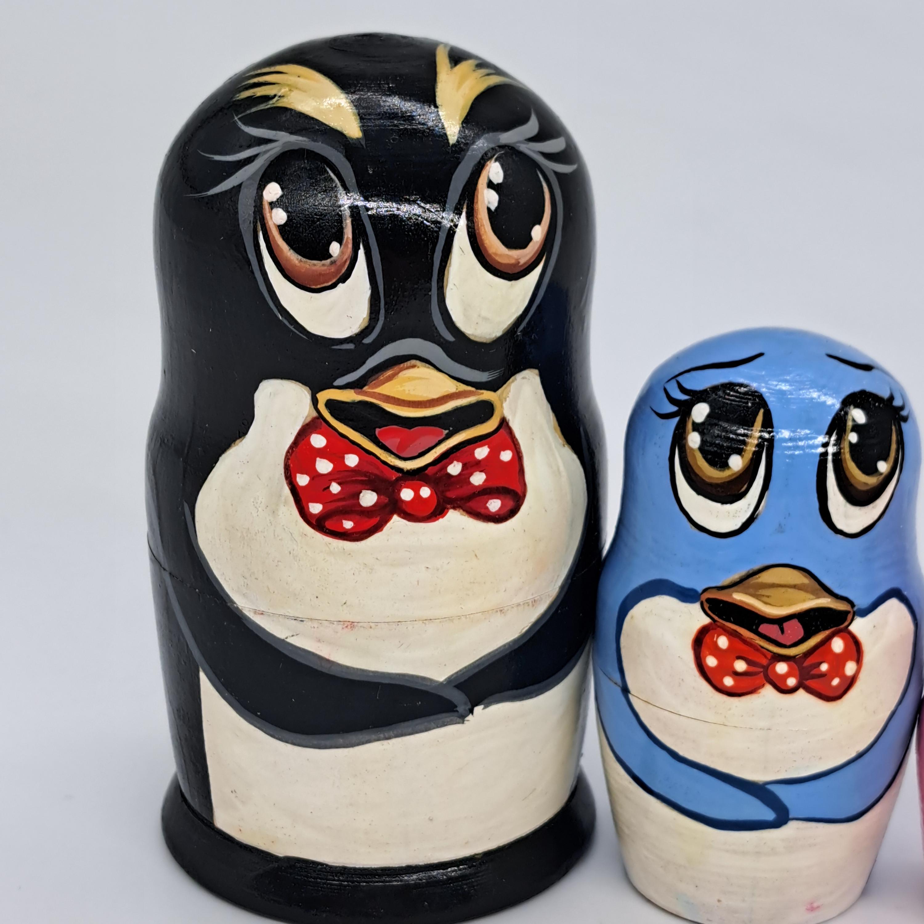 手作りペンギンのマトリョーシカ人形：5in1木製入れ子人形 - Etsy 日本