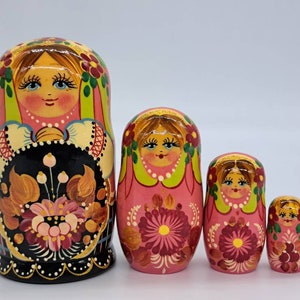 Nesting dolls Ukrainian matryoshka 5&quot; tall, 5 in 1 Wooden toy Handmade and painted in Ukraine set 5
