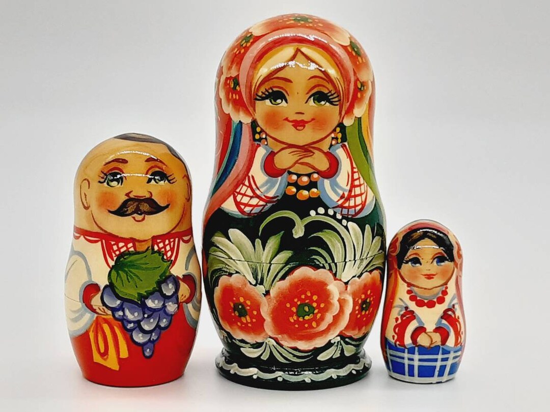 Ukraine Nesting Dolls Matryoshka ukrainian Family Hand Made 4 Tall 3 in 1 Etsy