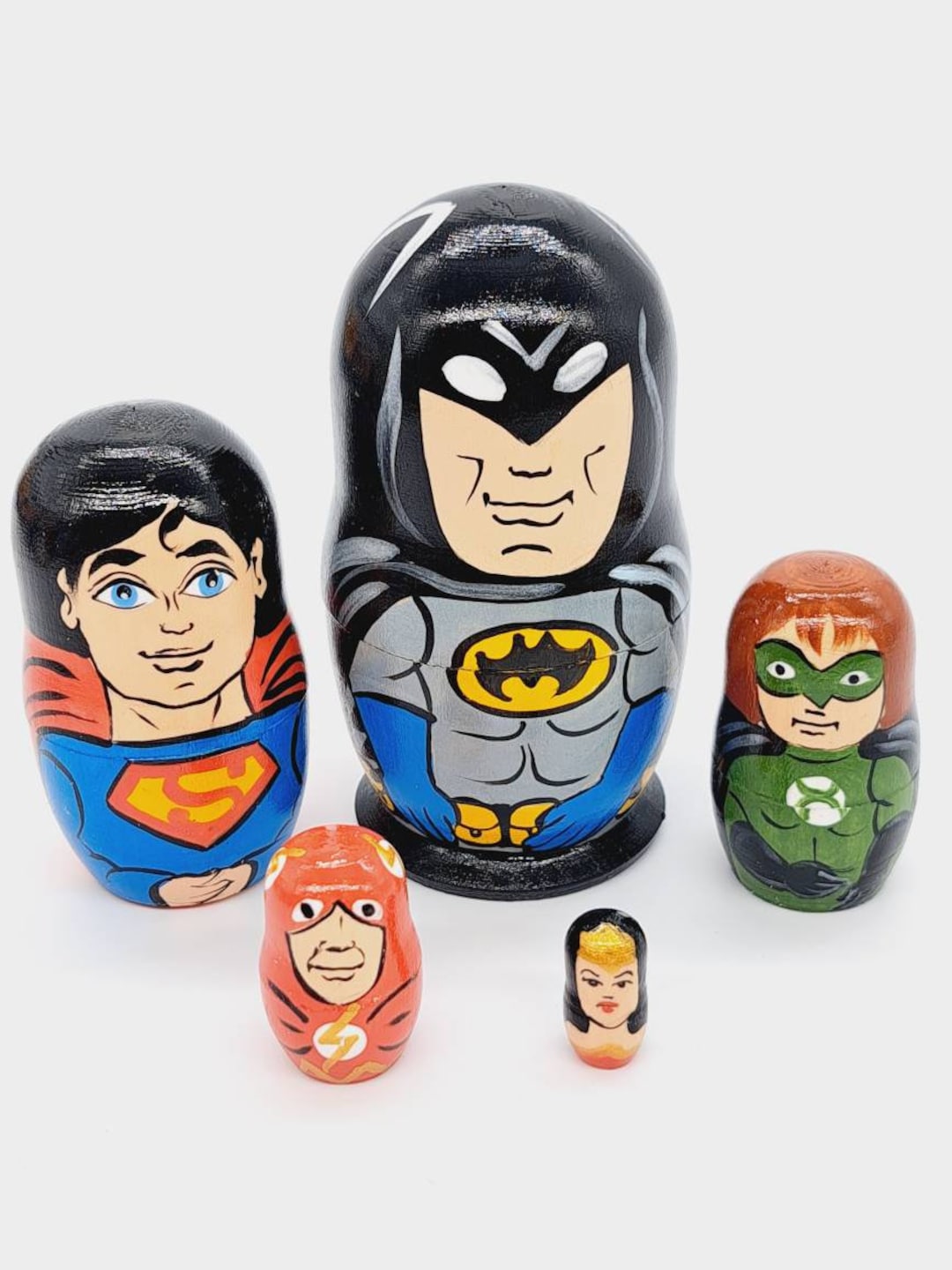 Cartoon Movie Superhero Nesting Dolls 4 Tall Matryoshka 5 in 1 Wooden