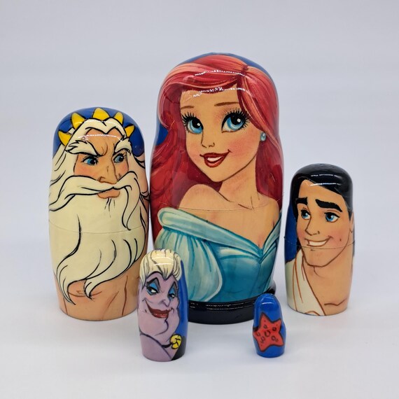 4" Hand-Painted Cartoon Princess Nesting Dolls: 5 in 1 Matryoshka Doll