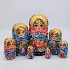 8&quot; Nesting dolls 7 in 1 matryoshka  Wooden toy Made in Ukraine Hand crafted and painted Exclusive Artwork