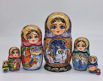 8 "Nesting dolls 7 in 1 Matroschka Märchen Holzspielzeug Made in Ukraine