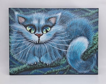 チェシャ猫の油絵：不思議の国のアリス インパストアート（8x12