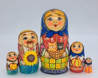 7" Nesting dolls matryoshka 5 in 1 Stacking dolls Handmade in Ukraine Good for gift Wooden toy Ukrainian Style