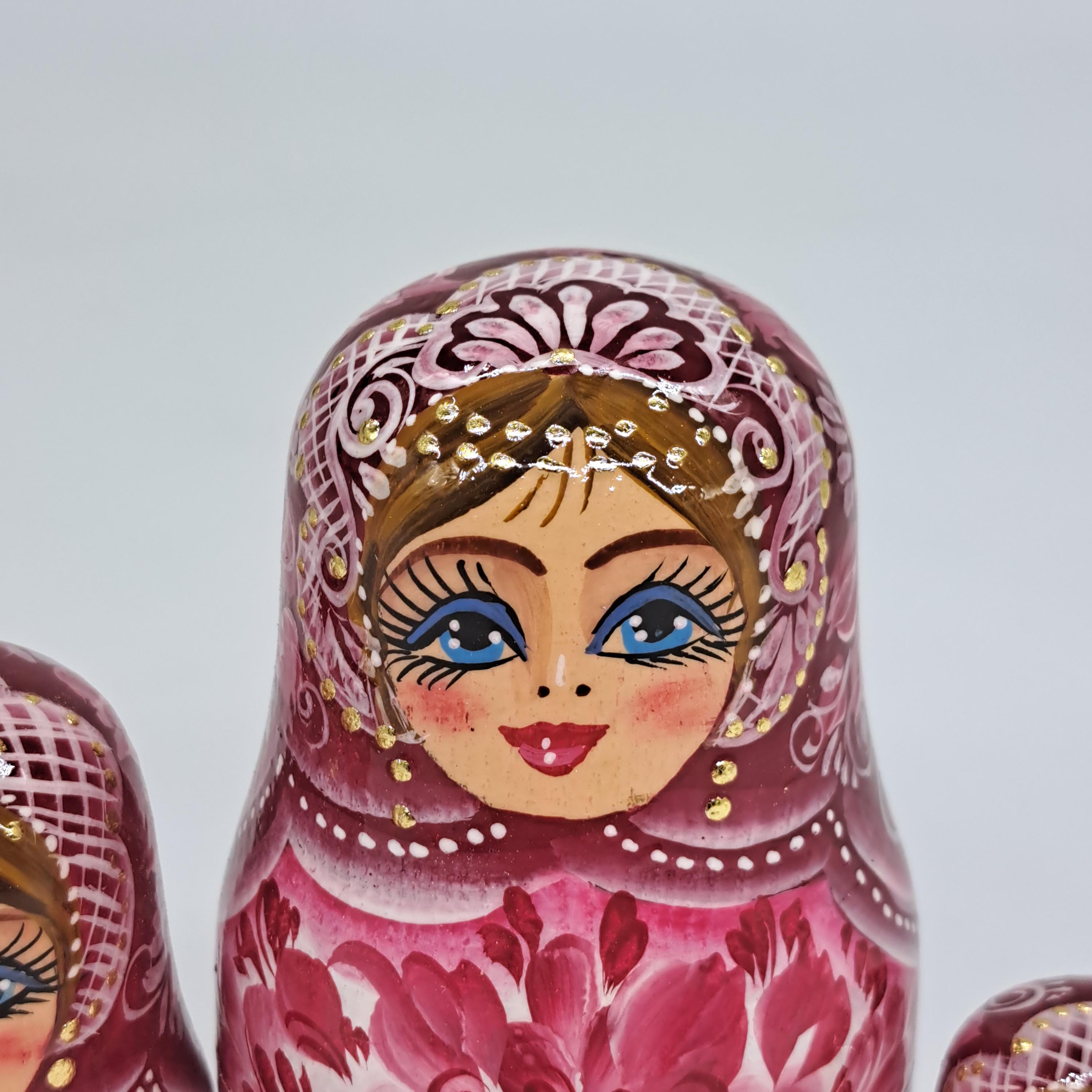 手作りの花柄マトリョーシカ人形：5in1の木製入れ子人形 - Etsy 日本
