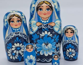 Muñecas rusas ucranianas de 4 pulgadas, 5 en 1, juguete de madera para niños y decoración del hogar, hechas a mano en Ucrania, juego de 8