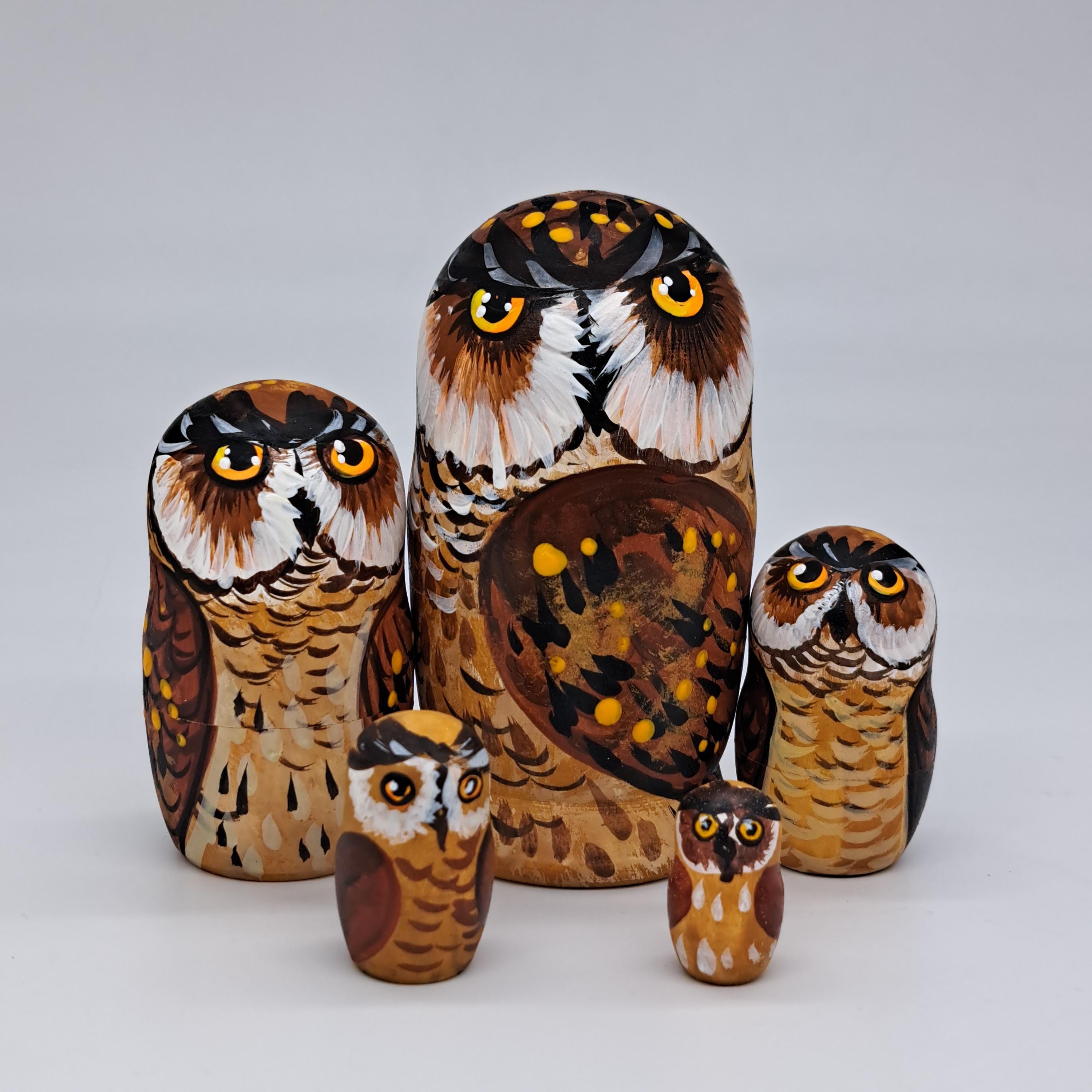 5 Couches Poupées Matriochka Russes Animaux En Bois - Gigognes Éléphant Panda Ours Tigre Pingouin Pour Décoration Et Cadeau