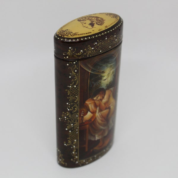 Lacquer Russian box Kholui "Tatyana" artist Korotkih Hand made and hand painting