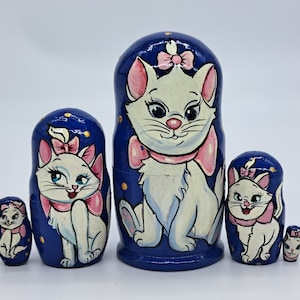 4" Nesting dolls Cat Cartoon hero Matryoshka 5 in 1 Handmade in Ukraine Wooden toy Good for kids gift