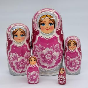 4&quot; Cherry Nesting dolls 5 in 1 Ukrainian matryoshka Wooden toy for kids and home decor Russian doll Handmade in Ukraine