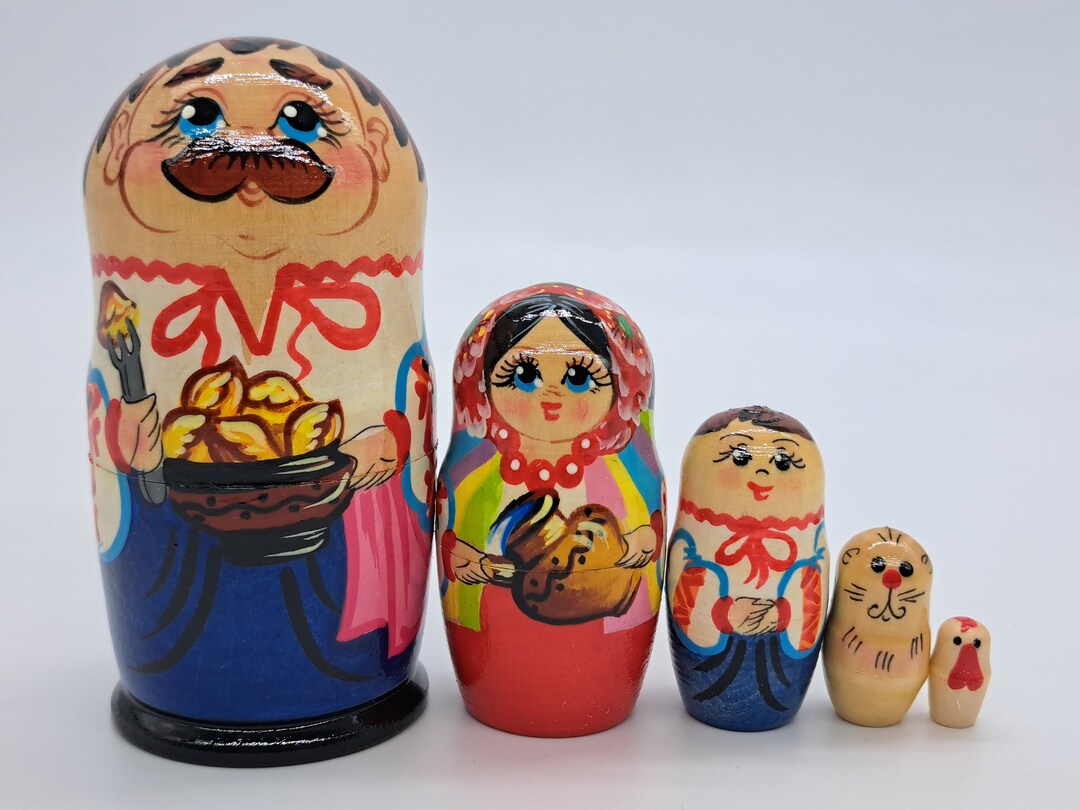 4 Ukrainian Nesting Dolls Matryoshka MADE IN UKRAINE 5 in 1 Wooden Toy