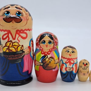 4&quot; Ukrainian nesting dolls matryoshka MADE IN UKRAINE 5 in 1 Wooden toy for kids and collection
