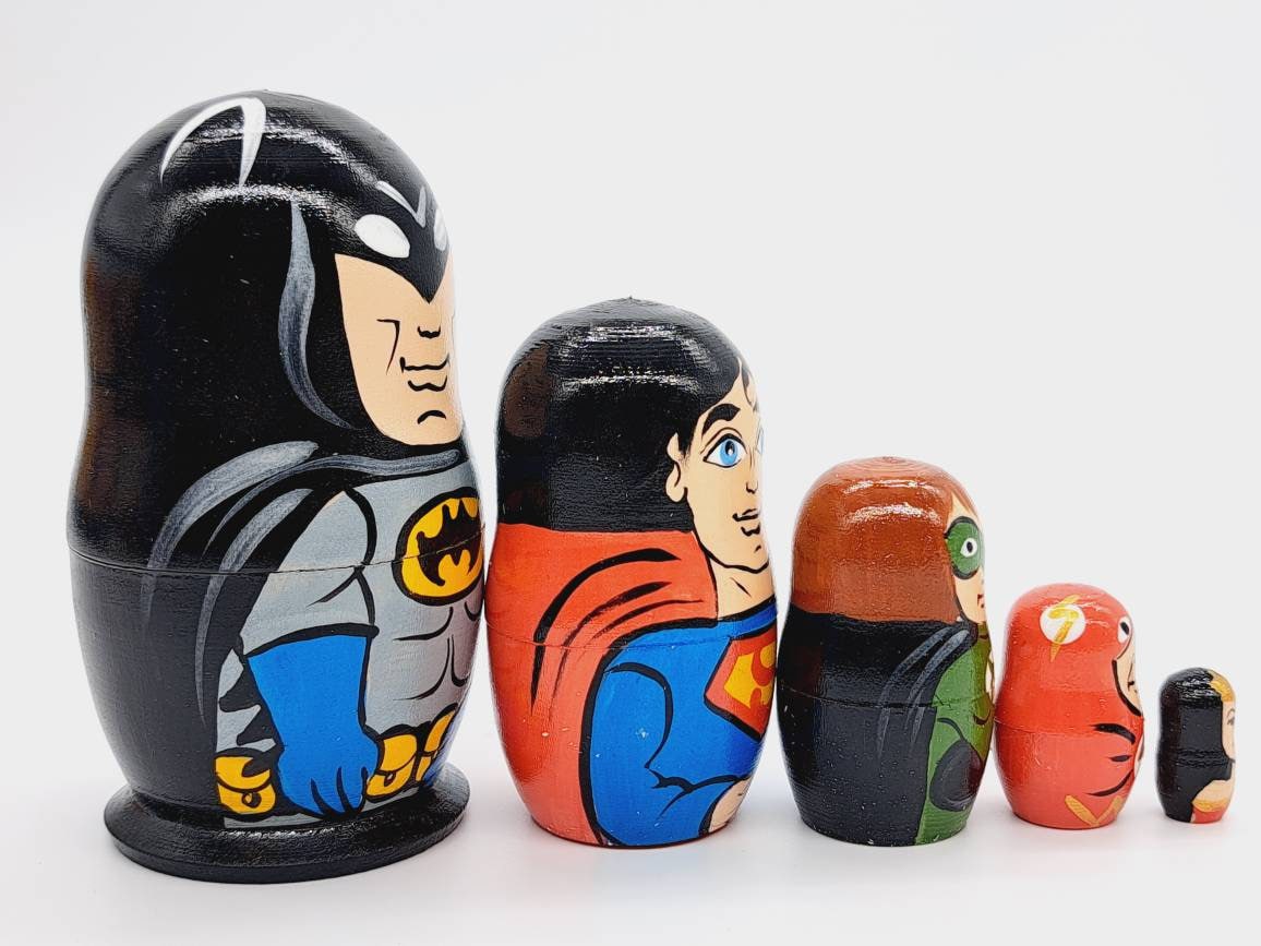 Cartoon Movie Superhero Nesting Dolls 4 Tall Matryoshka Etsy