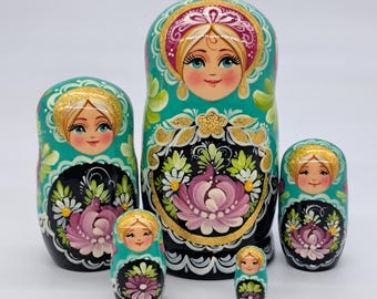 Muñecas rusas hechas a mano, arte ucraniano Matryoshka, juguete de madera 5 en 1